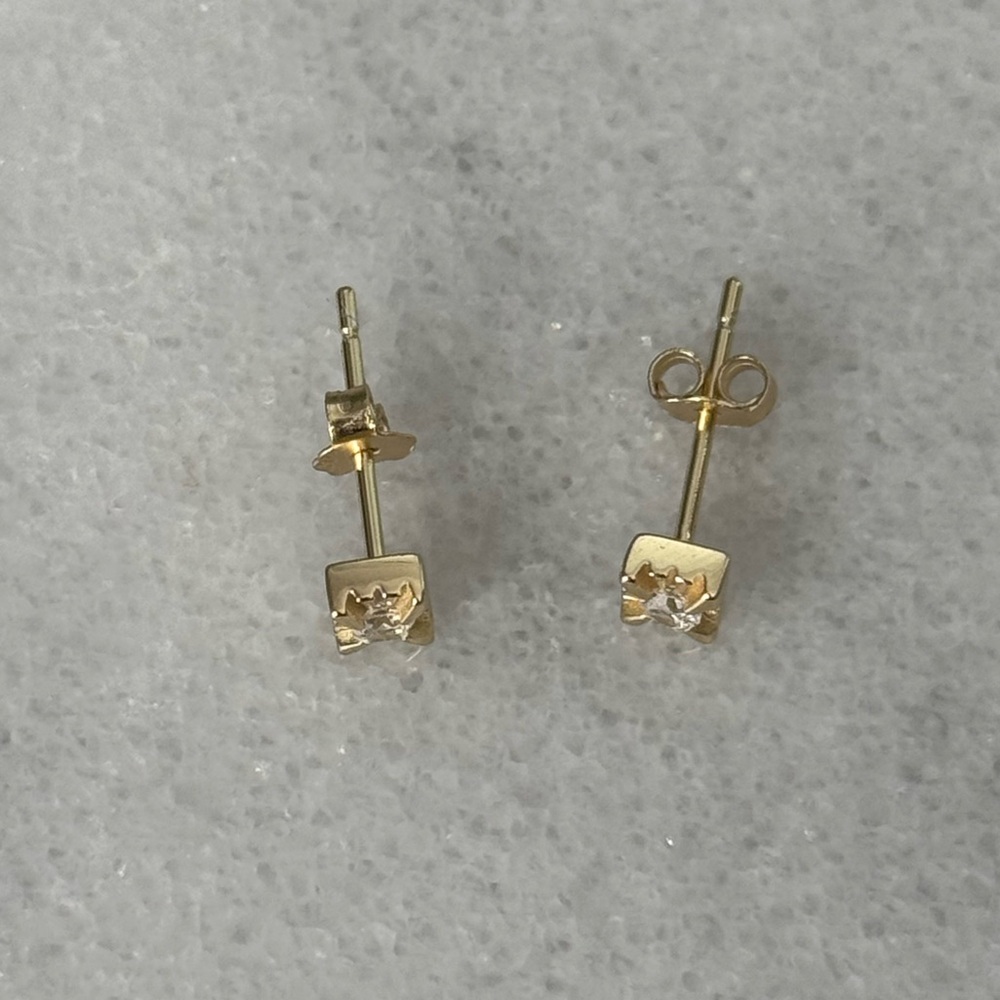 Gold Square Pendant Crystal Star Burst Gold Earrings 

Brand New - Picture 3 of 4